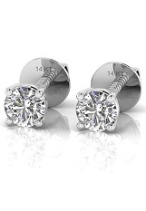 gorgeous itsy-bitsy round cut solitaire diamond earrings for kids